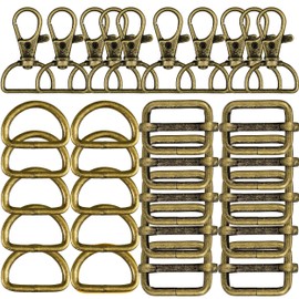 Metal Rotating Carabiner Hook D Rings 25 mm - OUZRTG Carabiner Gold with D-ring Sewing Accessories Buckles and Clasps for DIY Handbag Backpack Bags Accessories 30 Pieces (Bronze)