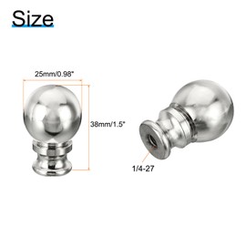 PATIKIL 1.5" Tall Aluminum Lamp Finials Cap Knob, Lamp Screw Holder Tapped 1/4-27 for Table and Floor Lamp Shade Decorations, Nickel Color