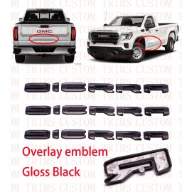Auto Overlay GLOSS BLACK 2019+ GMC SIERRA LETTER EMBLEM 1500 2500 3500 AT4 DENALI x3