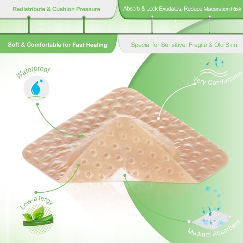 NeuHeils Silicone Foam Dressing Gentle Border Lite 2''x2'', Pad Size