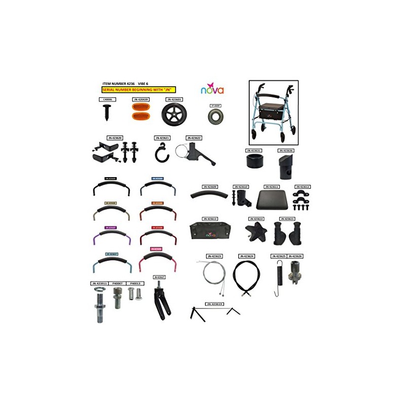 hhs Nova Replacement Parts for Vibe Rolling Walker with Serial