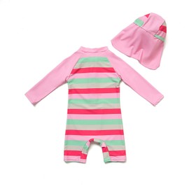 ADAVERANO Baby Girls Sunsuits/Swimsuits UPF 50+ One Piece L/S Rashguards (Stripe, 9-12Months, 9_Months)