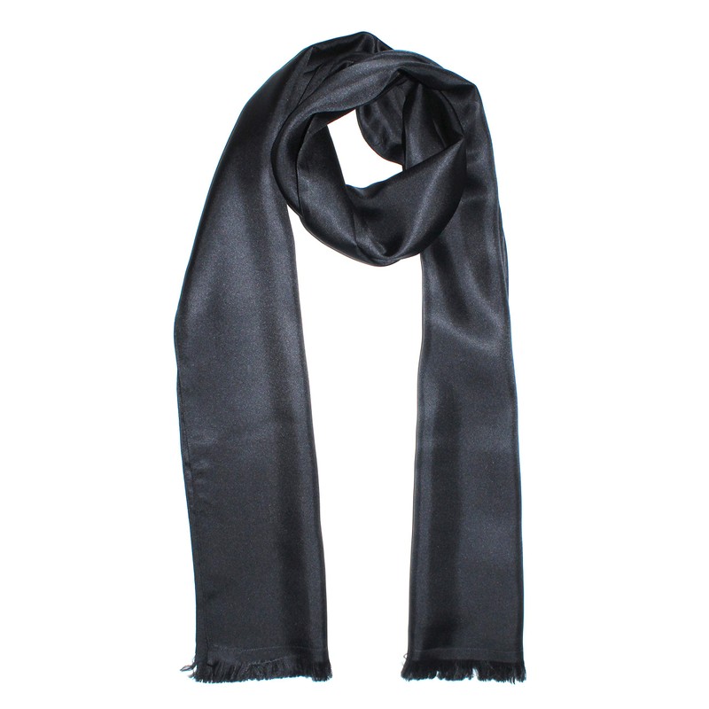 Royal Silk Dashing Black Silk Aviator Scarf Pure 100% Silk