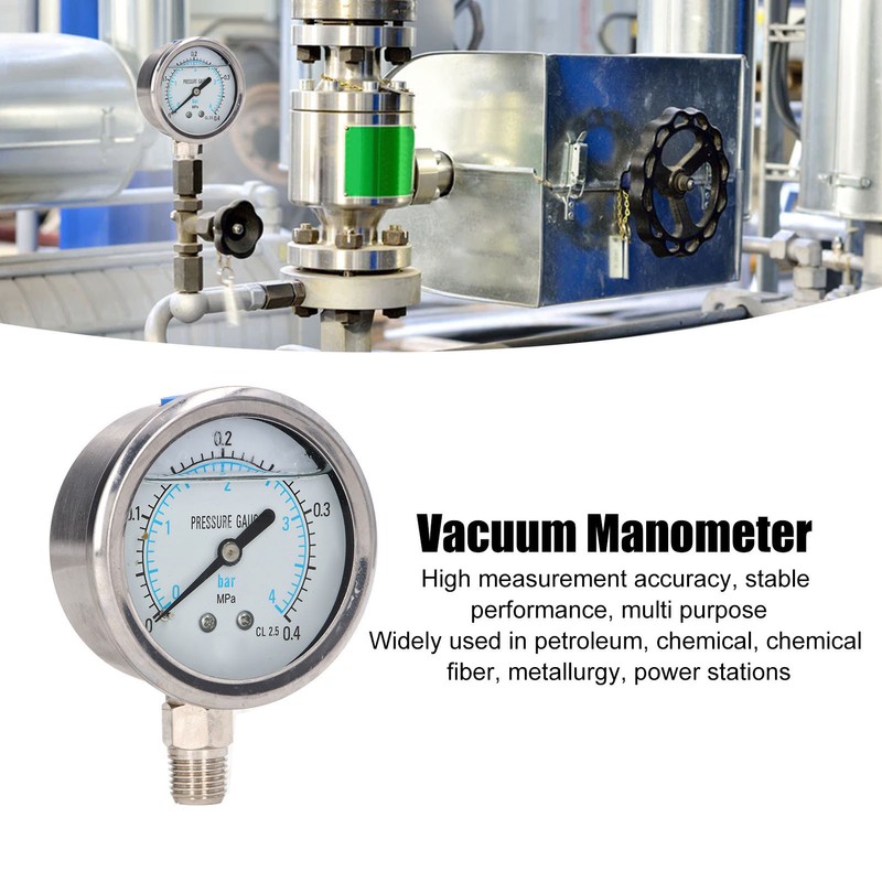 Vacuum Pressure Gauge Shockproof Radial Stainless Steel Case for Industrial