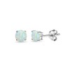 Opal Earrings for Women Sterling Silver Simulated White Opal 4mm