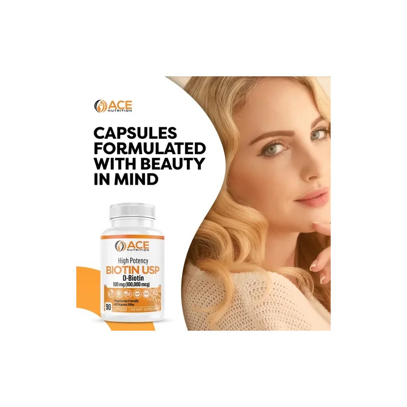 Ace Nutrition Biotina Alta Potencia Cápsulas 100,000 Mcg