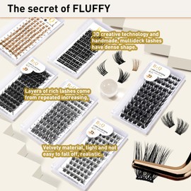 B&Qaugen Lash Clusters, B 06, Vegan, Cruelty Free False Eyelash Extensions, 72 Clusters, C D Curl, 18mm, Individual, DIY at Home