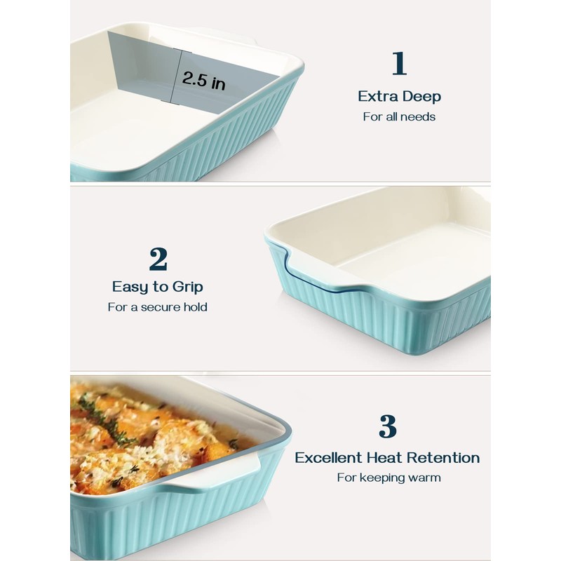 DOWAN 9x13-inch Baking Dish, Deep Casserole Dishes for Oven, Lasagna