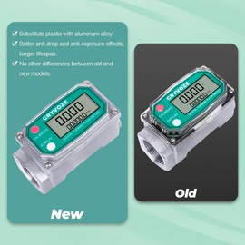 GRYVOZE 1 Inch Water & Fuel Flow Meter for 2.6-26 GPM Inline NPT Thread ±1% Accuracy Flowmeter for Diesel, Gas Oil, Gasoline, and Other Liquids - Supports Sleep Mode (Alu Alloy)