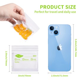 Zingso Pill Organizer Travel Pill Bags, 300 Pcs Waterproof Pills Baggies Plastic Pill Organizer Bags Pill Pouches with Write-on Label Portable Zippered Plastic Pouch to Hold Vitamin Supplements Pills