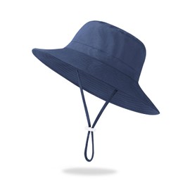 BIKINX Baby Sun Hat Toddler Bucket Hat Wide Brim Kids Beach Hats UPF 50+ Sun Protective for Boys Girls Navy