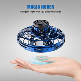 ETPlanet Blue Hand Operated Mini Drones for Kids, Cool Magic UFO Flying Orb Ball Toy, Hover Boomerang Fidget Spinner with Lights, Indoor Outdoor Christmas Birthday Gifts for Boys Girls Teens 8 9 10+