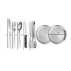 Emapoy 10 Pack Travel Camping Tableware Fork Spoons Plate Cutlery,