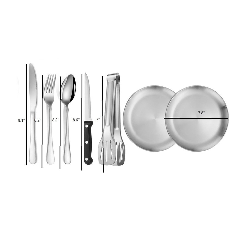 Emapoy 10 Pack Travel Camping Tableware Fork Spoons Plate Cutlery,