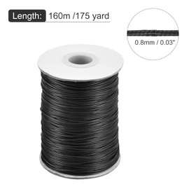 sourcing map Waxed Cord 0.8mm Waxed Polyester Cord 175 Yard Wax String for Bracelet Making,Necklaces, Beading,Jewelry Making and DIY Crafts(Black)