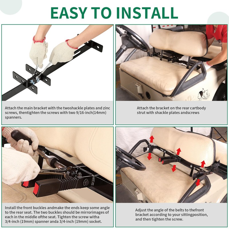 10L0L Universal 2 Passenger Golf Cart Seat Belt Bracket Kit