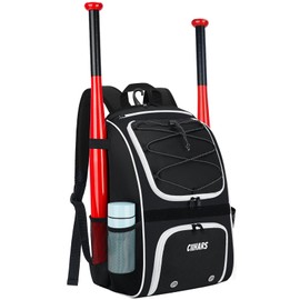 Ciihars Youth Baseball Bag - Baseball Backpack Bat & Glove Holder, T-Ball & Softball Equipment & Gear,Large Main Compartment for Helmet & accessories, Fence Hook，Insulation Pocket (black)