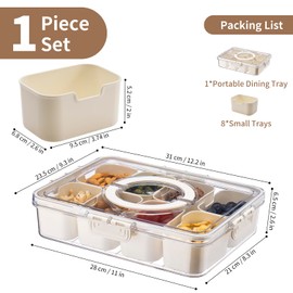Snack Box Container, Dishwasher Safe Fruit Storage Containers, Divided Serving Tray with Lid for Veggie, Candy and Nuts Organizer, Snackle Charcuterie Boxes for Kids, Adults Travel, Party and Picnic