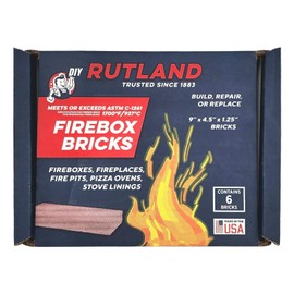Rutland Fire Bricks for Wood-Burning Fireplaces & Woodstoves, Red, Case of 6