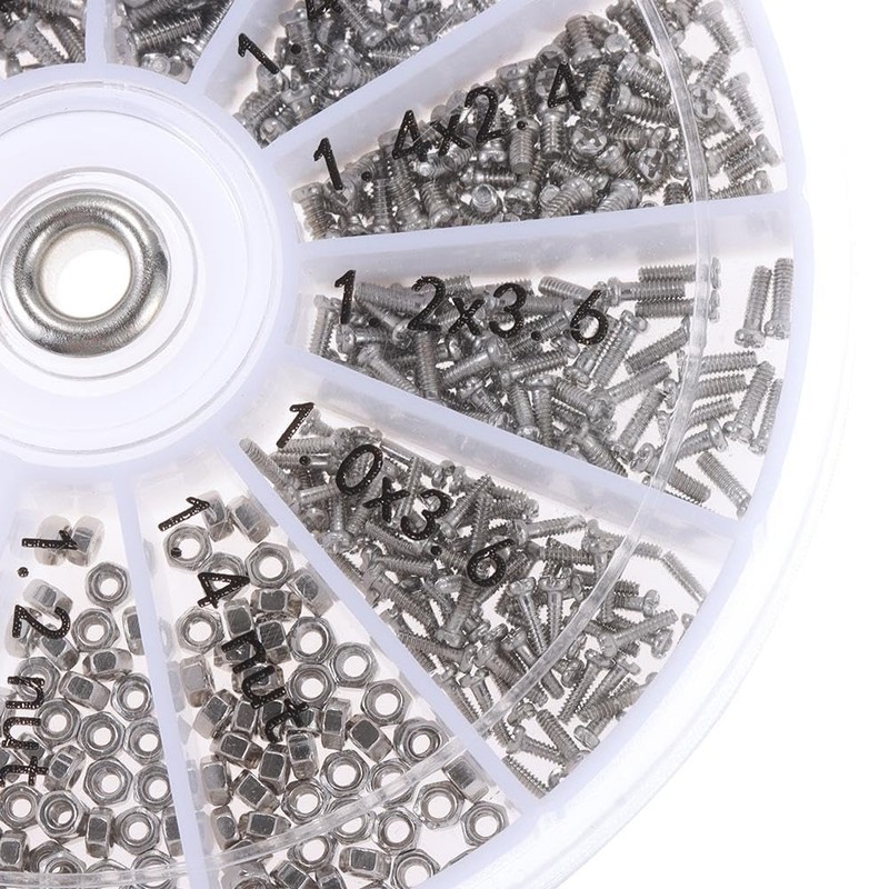 600pcs 12 Different Small Screw Nuts Assortment Kit M1 M1.2