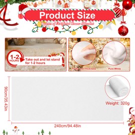 KAMEUN Artificial Snow Roll, Christmas Fake Snow Blanket Soft Large Snow Sheets White Photo Backdrop for Xmas Tree Decorations, 90 * 240cm
