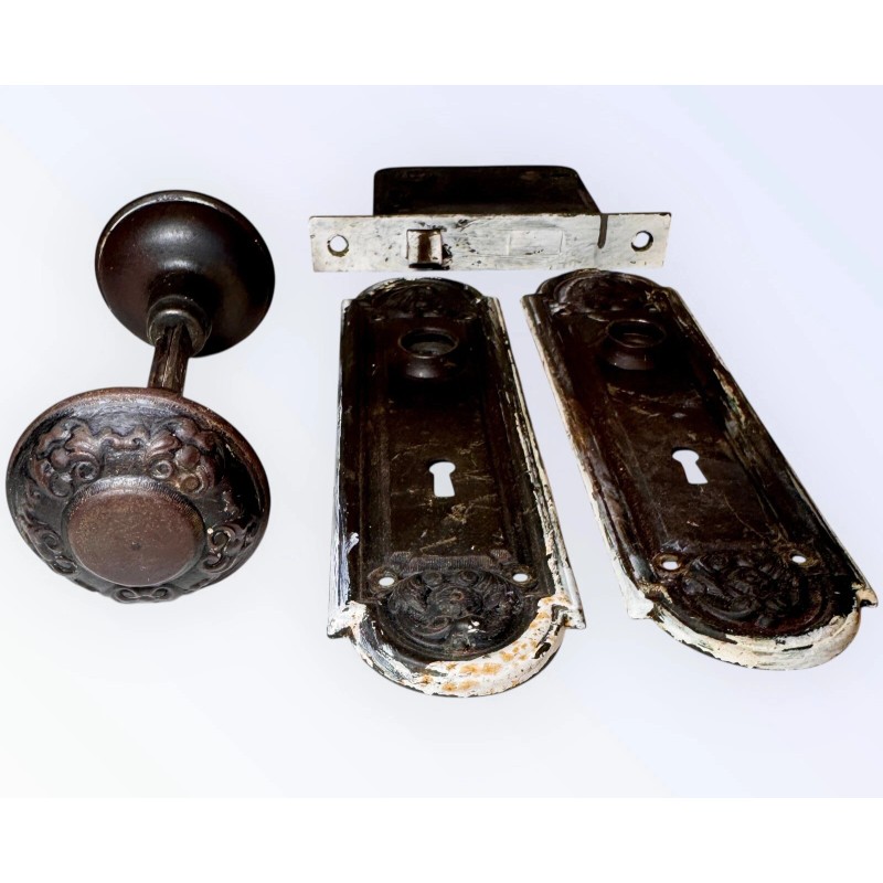Antique Yale & Towne Nubian Door Knob Set + Back