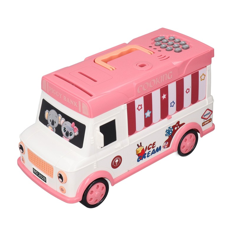 Kids Money Bank Bus Shaped Password Remote Control Unlock Music
