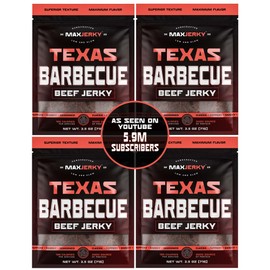 MaxJerky Texas Barbecue Beef Jerky, Smoked Pepper Flavored Jerky, 27.5 Grams of Protein, 2.5 OZ (4 Pack)