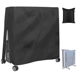BOSKING Patio Table Tennis Table Cover 210D Waterproof Indoor Outdoor Foldable Ping Pong Table Protector Dust Covers for Table Tennis Tables (Black)