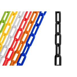 US Weight (Made in USA) 2" x 100' Black Plastic Safety Chain ft. SunShield UV Resistant Technology