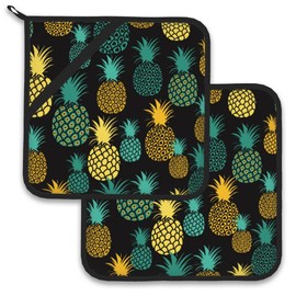 Tropical Pineapples Pot Holder Set of 2,Heat Resistant Potholders Oven Hot Pads for Kitchen Cooking Baking BBQ