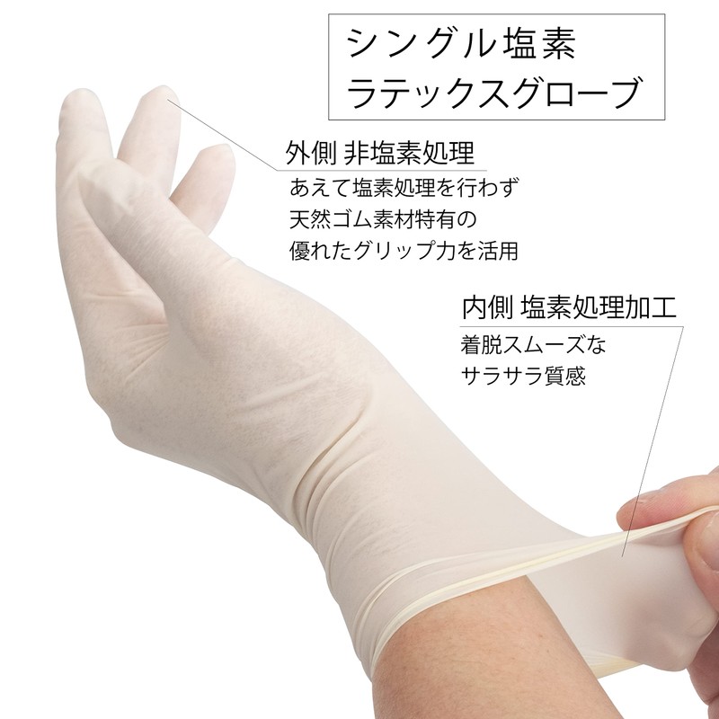 [メディコムジャパン] 使い捨て手袋 業務用 グローバル エックス ラテックスグローブ パウダーフリー Lサイズ 100枚入 滑り止め