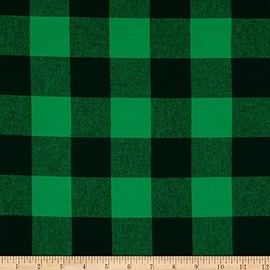 Yarn Dyed Flannel Buffalo Plaid Green, Fabric by the Yard