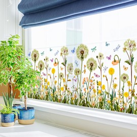 iMagitek Colorful Floral Flowers Dandelion Butterfly Window Clings Spring Summer Window Stickers for Home Office Shop Display