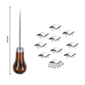 TUZAZO 500 Pieces 10 mm Square Pyramid Studs for Clothing Bag Leather Shoes Punk Rock Jewelry Craft, 4 Prong Metal Nailhead Studs Spikes Accessories with Awl (Silver)