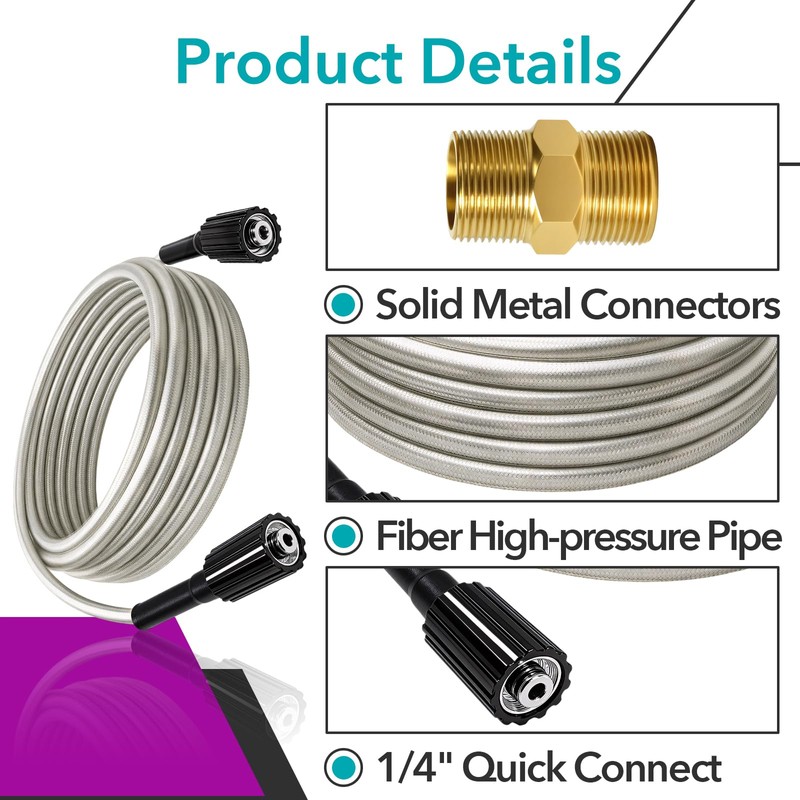 30FT Pressure Washer Hose Compatible with Greenworks Model 5200402
