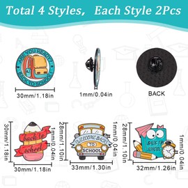 SUNNYCLUE 1 Box 8Pcs Back to School Brooches Cute Enamel Pins Bulk Planner Lapel Pins Set Schoolbag Pencil Schoolbus Book Alloy Brooch Accessory for Women Men Backpacks Jackets Clothes Hats Adult