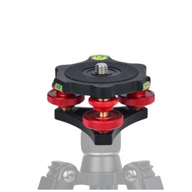 Tripod Leveling Base, Tripod Head Leveling Base Camera Leveler,3/8”Thread,+ / -5° Angle Adjustment, 3 Bubble Level Triple Wheel Leveler for Macro Panoramic Head