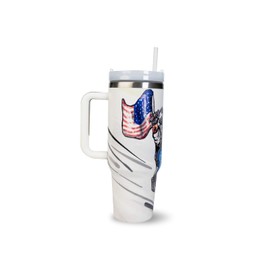CYSO Tumblers, constructed from 304 stainless steel with a 40-ounce capacity, feature world-class artwork designs showcasing the USA flag, created by professional artists. (Motorcycle)