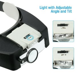 Head Magnifier Jewellers with LED Light, Illuminated Helmet Magnifier 1.5 x 3 x 8.5 x 10 x Tools for Watch Repair, Precision Work Reading (Black)