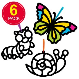 Baker Ross Bug Stained Glass Decoration Kits, Ideal for Kids' Arts and Crafts, Educational Toys (6 Pack) AT616, Blue,Green,Pink,Purple,Red