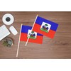 50 Pack Haiti Haitian on Stick Flags,Small Mini Hand Held
