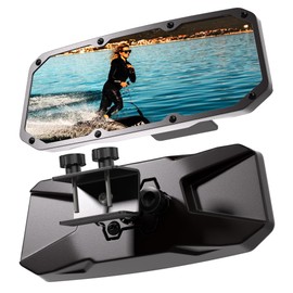 Marine Boat Mirror, 4"x11" Boat Rear View Mirrors for Ski Pontoon Water Skiing Sports Wakeboarding Surfing, Boat Mirror Rear View Clamp on 0.4"-1.38" Windshield Frames