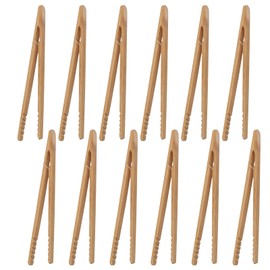 Toast Tongs for Bread, 12 Pieces Bamboo Tongs for Bread Kitchen Reusable 7 Inch Tea Bag Wooden Toast Tongs for Baking Bread Tea Fruit and Cucumbers