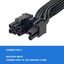 PCIE Cable for Seasonic, PSU 8 Pin Male to PCIe 8-Pin (6+2) Male for Seasonic Modular Power Supply (60 cm)