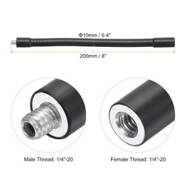 PATIKIL 8" Gooseneck, 1/4"-20 Female to Male Thread Metal Universal Hose Flexible Arm Gooseneck Tube Extension Holder for Action Camera, Phone, Microphone, Black