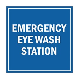 Signs ByLITA Square Emergency Eye Wash Station Sign with Adhesive Tape, Mounts On Any Surface, Weather Resistant, Indoor/Outdoor Use (Blue) - Small