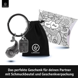 LANOLU Whale Alwhales Keyring Lucky Charm Keyring Partner and for Best Friend Couple Gift Friend Metal, Vintage silver