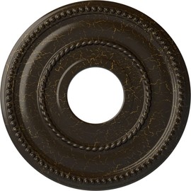 Ekena Millwork CM12VASHC 12 1/8"OD X 3 5/8"ID X 3/4"P Valeriano Ceiling Medallion Fits Canopies Up to 6 1/4", Stone Hearth Crackle