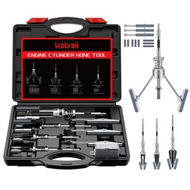 Kolvoii Cylinder Hone Tool Set with Tool Box, Adjustable Engine Cylinder Honing Tool for Sizes 3/4" to 7" Cylinders, 1-1/8", 3" and 4" Diameters with Extra 11 Piece Replacement Honing Stones 220 Grit